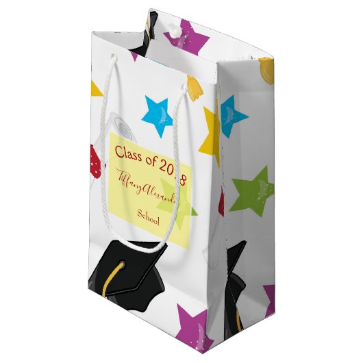 Afstuderen sterren klein cadeauzakje (Voorkant Gekanteld)