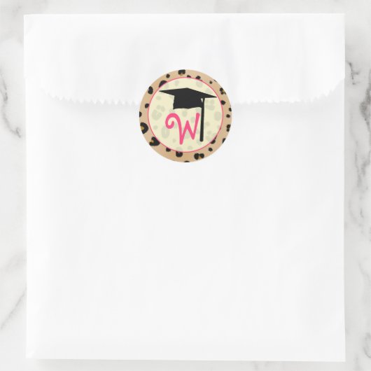 Afstuderen Sticker - Leopard Print Monogram (Tas)