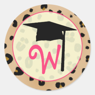 Afstuderen Sticker - Leopard Print Monogram