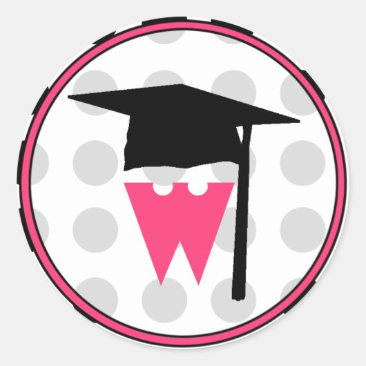 Afstuderen Sticker - Monogrammed polka dot sticker (Voorkant)