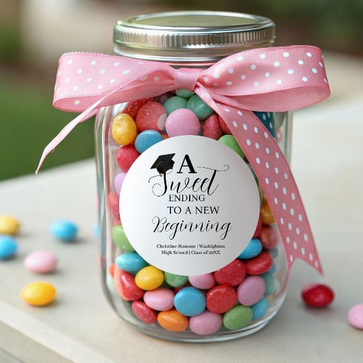 Afstuderen sticker zoet einde naar een nieuw begin