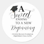 Afstuderen sticker zoet einde naar een nieuw begin (Voorkant)
