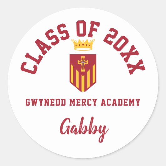 Afstuderen Stickers Gwynedd Mercy Academy, Custom (Voorkant)