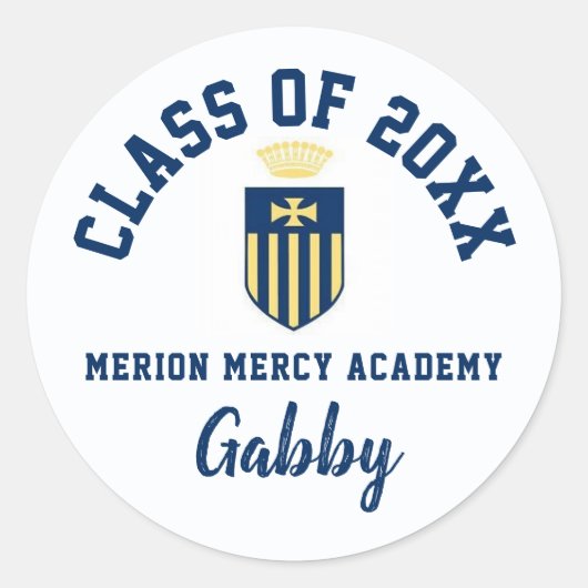 Afstuderen Stickers Merion Mercy Academy, Custom (Voorkant)