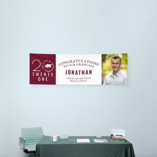 Afstuderen Stijlvol 2021 Typografie Foto maroon Spandoek (Beurs)