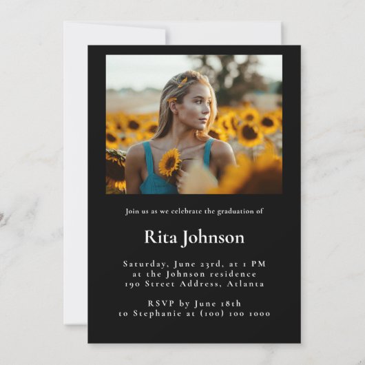 Afstuderen Stijlvol 4 foto High School Afstuderen Kaart (Achterkant)