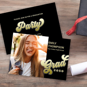 Afstuderen Stijlvol Retro Afstudeerder Goud Kaart