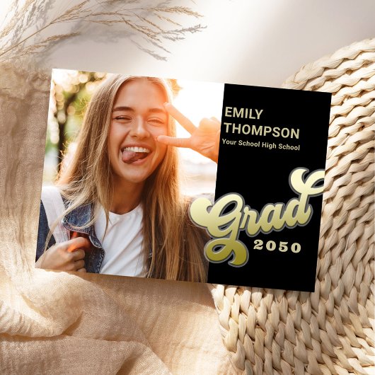 Afstuderen Stijlvol Retro Afstudeerder Goud Kaart