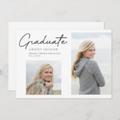 Afstuderen Stijlvol script 2-foto van pen Aankondiging (Voorkant / Achterkant)