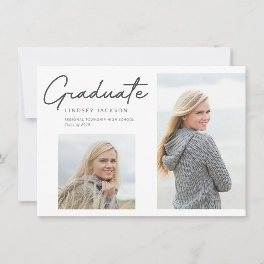 Afstuderen Stijlvol script 2-foto van pen Aankondiging (Voorkant)