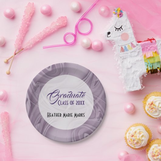 "Afstuderen" Stijlvolle Abstracte Paarse schaduw Papieren Bordje (Feest)