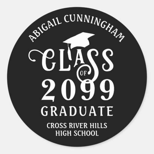 Afstuderen Stijlvolle Klasse Jaar Aangepaste Kleur Ronde Sticker (Voorkant)
