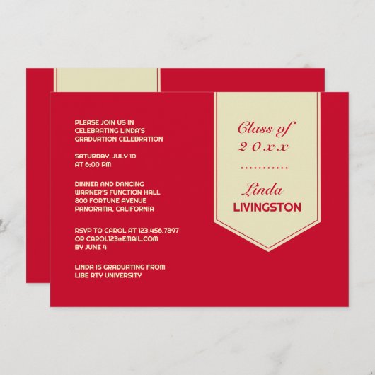 Afstuderen Stole Flat Invitation Kaart (Voorkant / Achterkant)