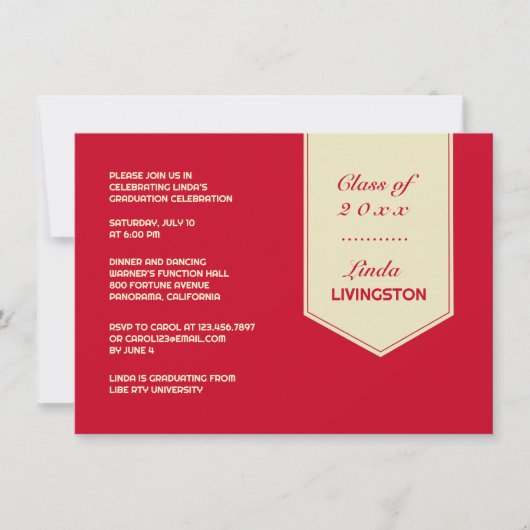 Afstuderen Stole Flat Invitation Kaart (Voorkant)