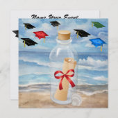 Afstuderen - "Stranduitnodiging in een flesje" - S Kaart (Voorkant / Achterkant)