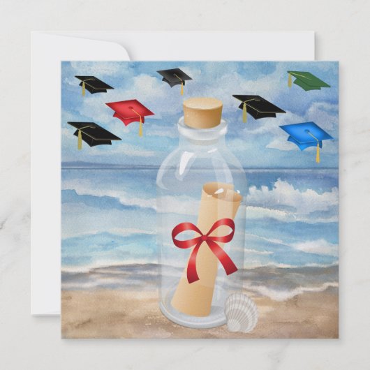 Afstuderen - "Stranduitnodiging in een flesje" - S Kaart (Voorkant)