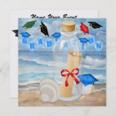 Afstuderen - "Stranduitnodiging in een flesje" - S Kaart (Voorkant / Achterkant)