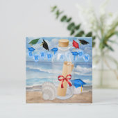 Afstuderen - "Stranduitnodiging in een flesje" - S Kaart (Staand voorkant)