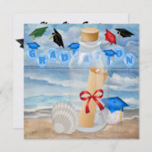 Afstuderen - "Stranduitnodiging in een flesje" - S Kaart (Voorkant / Achterkant)