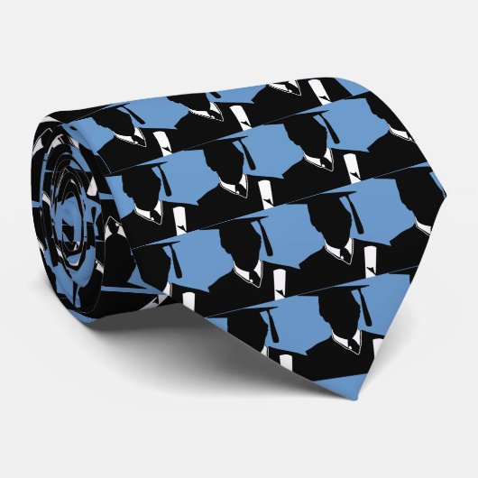 Afstuderen Stropdas Pet 2 Blauw (Opgerold)