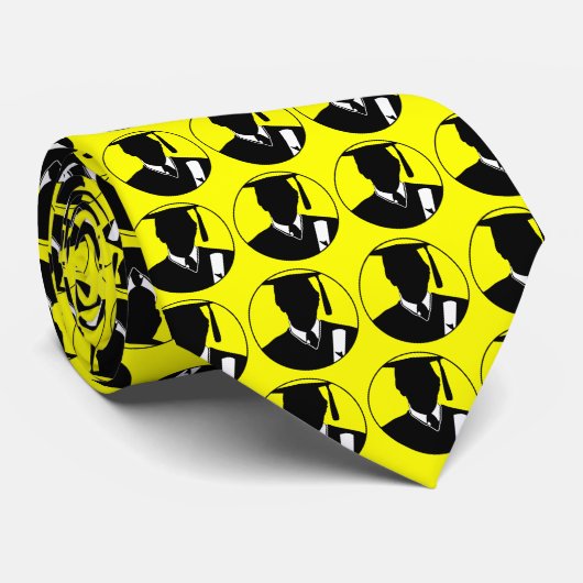 Afstuderen Stropdas Pet Geel (Opgerold)