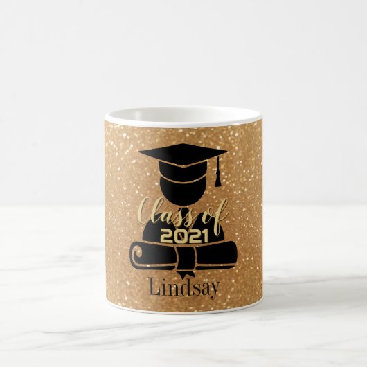 Afstuderen student - Klasse 20XX - Gold Glitter Koffiemok (Center)