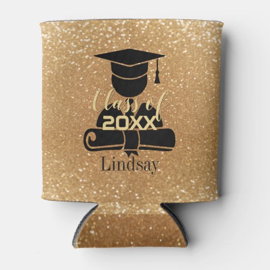 Afstuderen student - Klasse van 20XX - Gouden Glit Blikjeskoeler (Voorkant)