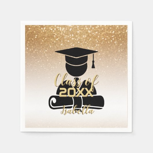 Afstuderen student - Klasse van 20XX - Gouden Glit Servet (Voorkant)
