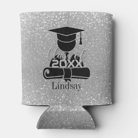 Afstuderen student - Klasse van 20XX - Silver Glit Blikjeskoeler (Achterkant)