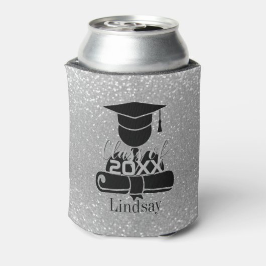 Afstuderen student - Klasse van 20XX - Silver Glit Blikjeskoeler (Blikje Achterkant)