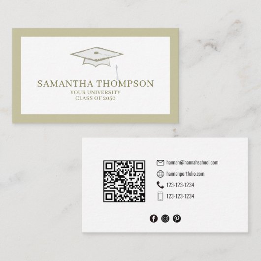 Afstuderen Student University Graduation Cap Gold Visitekaartje (Voorkant / Achterkant)