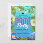 Afstuderen Summer Pool Party Invitation Kaart (Voorkant)