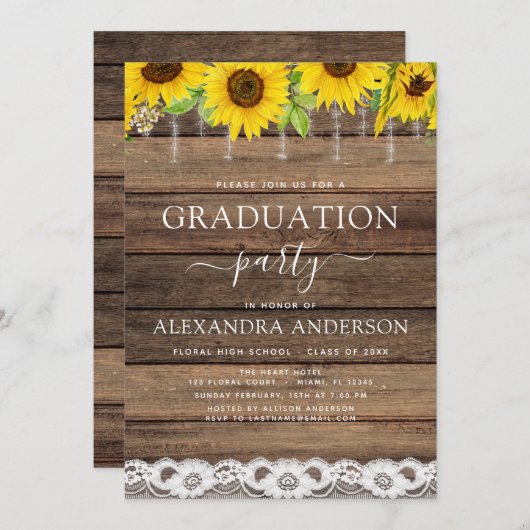 Afstuderen Sunflower Rustic Farmhouse 2022 Kaart (Voorkant / Achterkant)