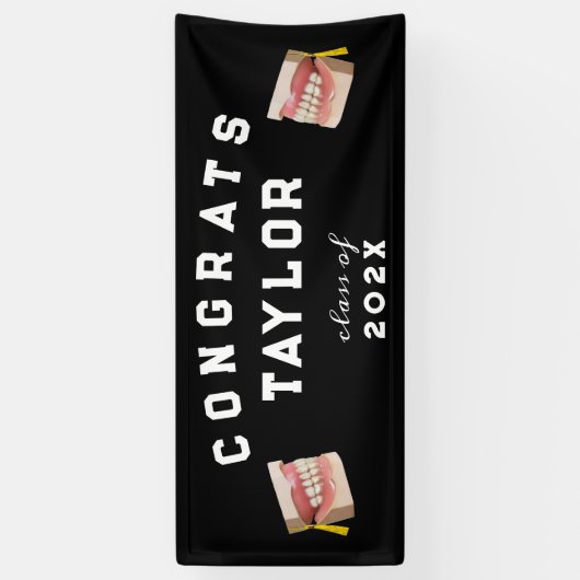 Afstuderen tandheelkunde spandoek (Verticaal)