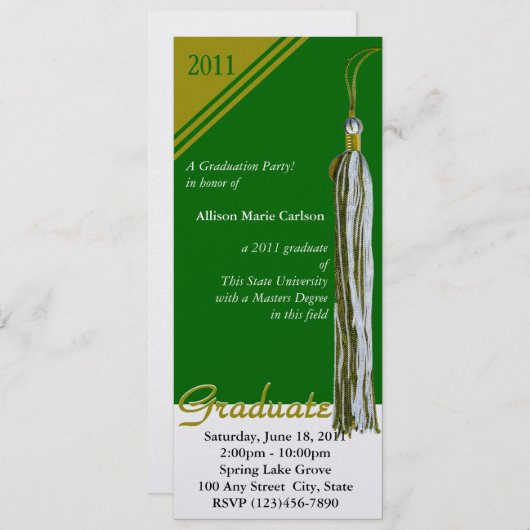 Afstuderen Tassel / Goud en Groen Kaart (Voorkant / Achterkant)