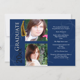 Afstuderen Tassel in blauwe bekendmaking Kaart