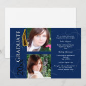 Afstuderen Tassel in blauwe bekendmaking Kaart (Voorkant / Achterkant)