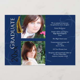 Afstuderen Tassel in blauwe bekendmaking Kaart