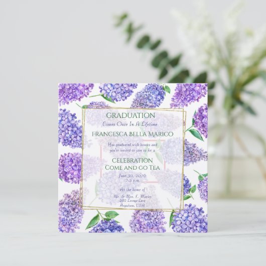 Afstuderen Tea Daughter Paarse Lilacs Kaart (Staand voorkant)