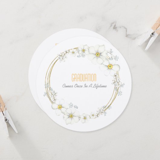 Afstuderen Tea Daughter White Blossoms and Berries Kaart (Voorkant / Achterkant in situ)