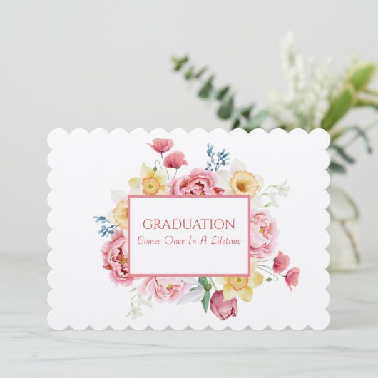 Afstuderen Tea Dochter Roze Pioenrozen Kaart (Staand voorkant)