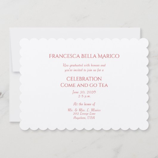 Afstuderen Tea Dochter Roze Pioenrozen Kaart (Achterkant)