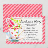 Afstuderen Tea Party Invitation Kaart (Voorkant / Achterkant)