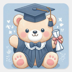 afstuderen Teddy Bear Delight Vierkante Sticker