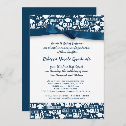 Afstuderen Tekstpatroon met boog Kaart (Voorkant / Achterkant)