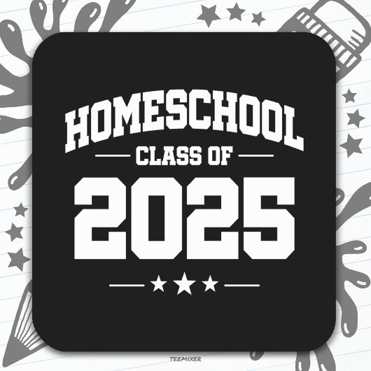 Afstuderen Terug naar Home School Class van 2025 Vierkante Sticker