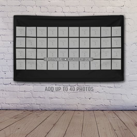 Afstuderen Thema met 40 Foto - Kan Kleur bewerken Spandoek