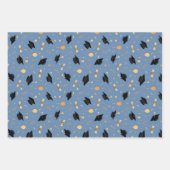 Afstuderen Thema met Pet, Diploma, Ballonnen Blauw Inpakpapier Vel (Voorkant 2)