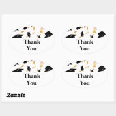 Afstuderen Thema Pet en Diploma Black Gold White Ovale Sticker (Vel)