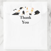 Afstuderen Thema Pet en Diploma Black Gold White Ovale Sticker (Tas)